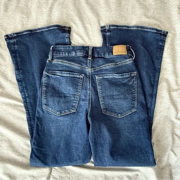 American Eagle Outfitters Women's Dark Wash Flare Jeans - Picture 7 of 10